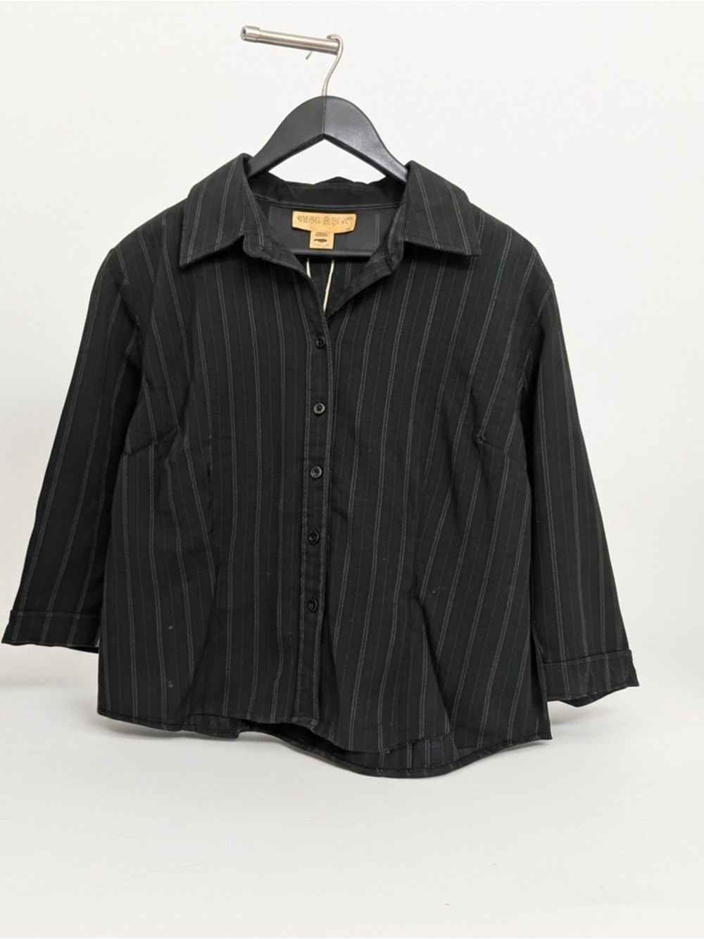 Vintage Classiques Entier Black Pinstripe Shirt with White Stitching